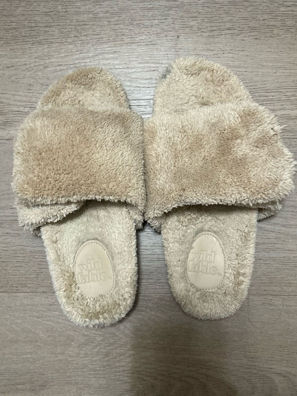 wild fable Plush Slide Slippers in Light Beige